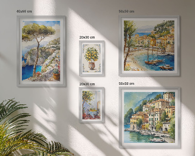 Conjunto de 5 quadros com moldura Cidades litorâneas elegantes