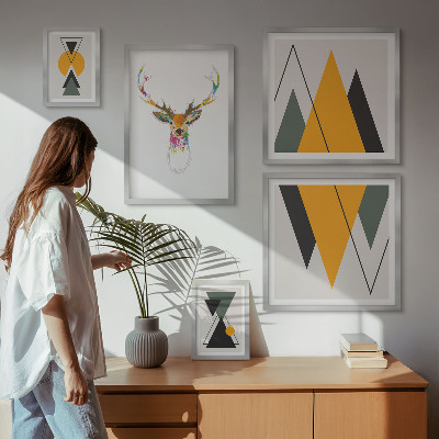 Conjunto de 5 quadros decorativos Motivos coloridos em estilo boho