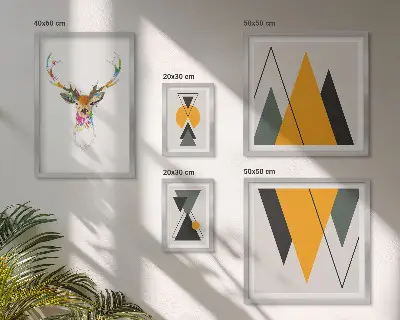 Conjunto de 5 quadros decorativos com motivos coloridos em estilo boho