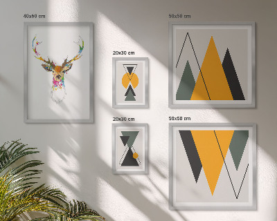 Conjunto de 5 quadros decorativos Motivos coloridos em estilo boho
