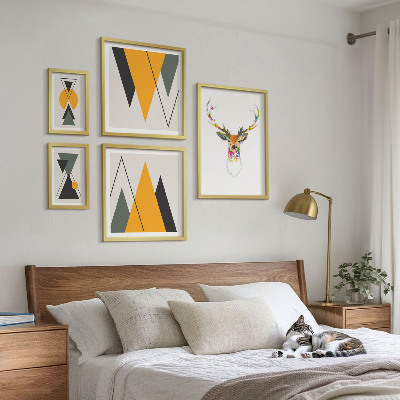 Conjunto de 5 quadros decorativos Motivos coloridos em estilo boho