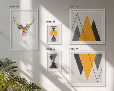 Conjunto de 5 quadros decorativos com motivos coloridos em estilo boho