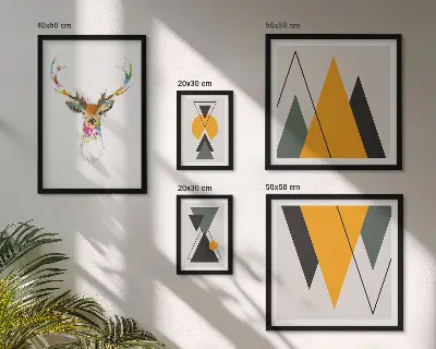 Conjunto de 5 quadros decorativos com motivos coloridos em estilo boho