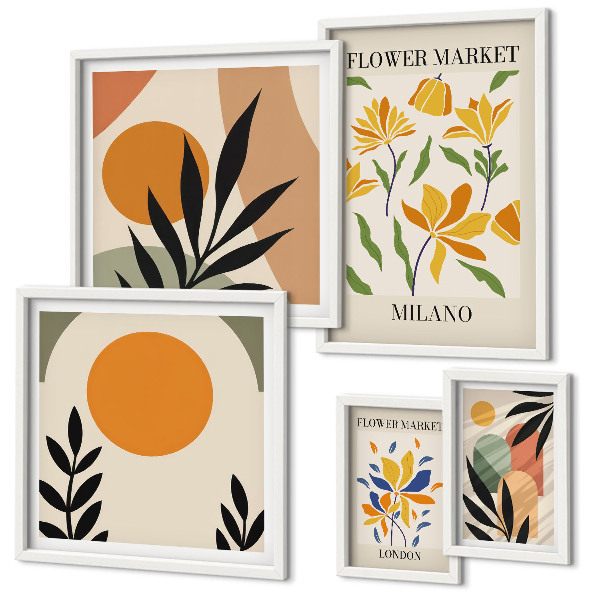 Galeria de parede Flores abstratas em estilo boho