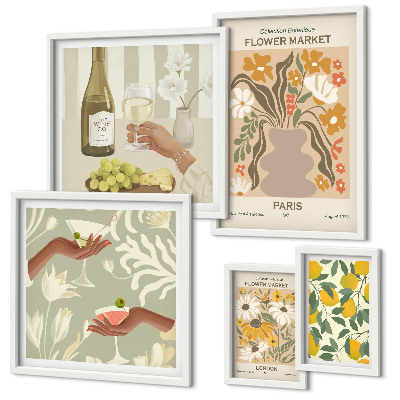 Parede galeria de quadros Flores e frutas em estilo vintage