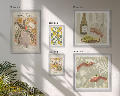 Parede galeria de quadros Flores e frutas em estilo vintage