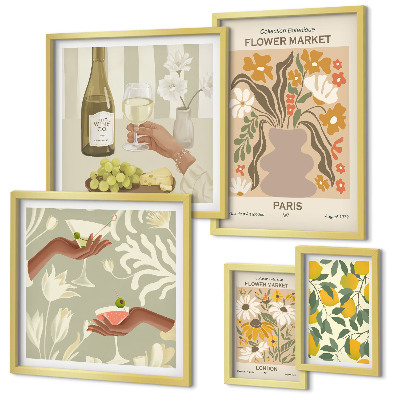 Parede galeria de quadros Flores e frutas em estilo vintage