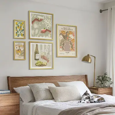 Galeria de quadros para parede estampa de flores e frutas em estilo vintage