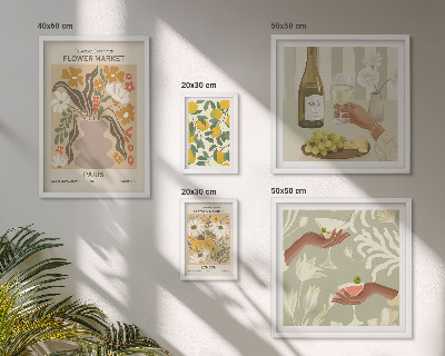 Parede galeria de quadros Flores e frutas em estilo vintage