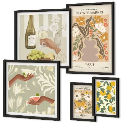 Parede galeria de quadros Flores e frutas em estilo vintage