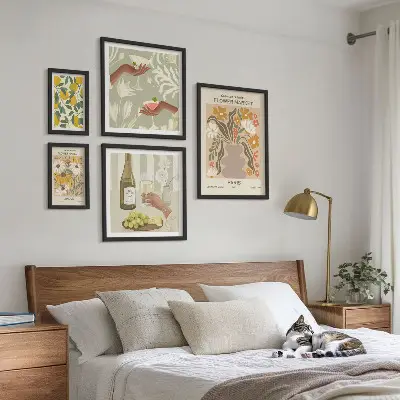 Galeria de quadros para parede estampa de flores e frutas em estilo vintage