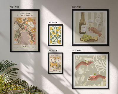 Parede galeria de quadros Flores e frutas em estilo vintage