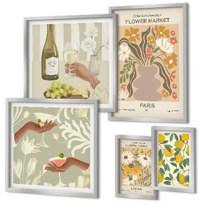 Parede galeria de quadros Flores e frutas em estilo vintage