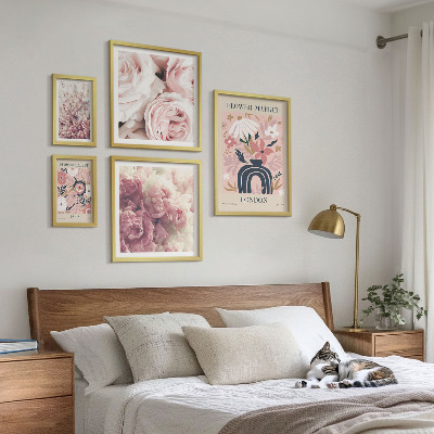 Conjunto de 5 quadros com moldura Decorações florais boho