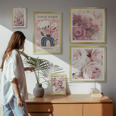 Conjunto de 5 quadros com moldura Decorações florais boho