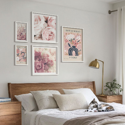 Conjunto de 5 quadros com moldura Decorações florais boho