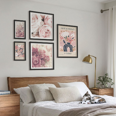 Conjunto de 5 quadros com moldura Decorações florais boho