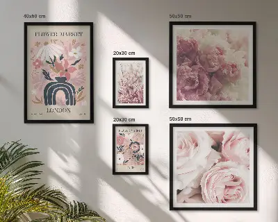 Conjunto de 5 quadros com moldura com estampas de decorações florais boho