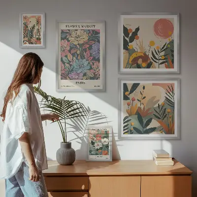 Galeria de parede motivos florais Paris e Londres