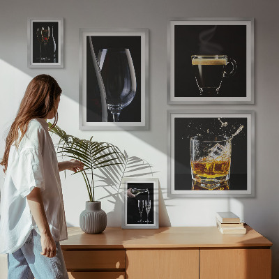 Conjunto de 5 quadros com moldura Coquetéis e bebidas estilo bar