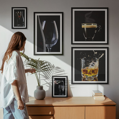 Conjunto de 5 quadros com moldura Coquetéis e bebidas estilo bar