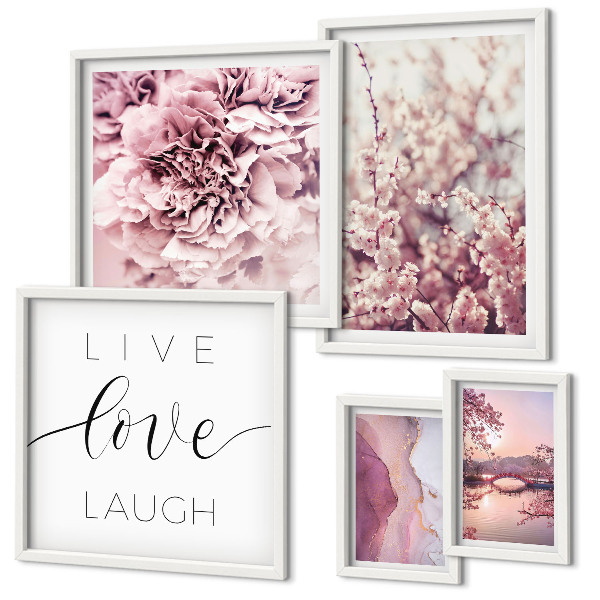 Galeria de parede Motivos florais em tons pastel