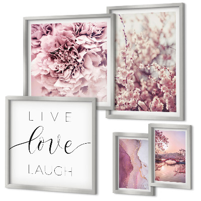 Galeria de parede Motivos florais em tons pastel