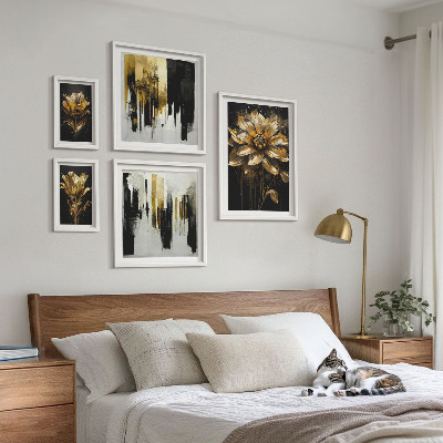 Parede galeria de quadros Motivos florais, elegância, modernidade.