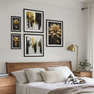 Parede galeria de quadros Motivos florais, elegância, modernidade.