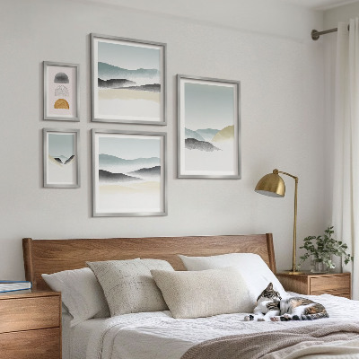 Conjunto de 5 quadros decorativos Paisagens naturais abstratas