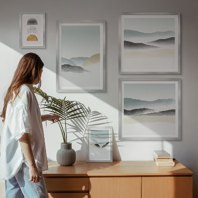 Conjunto de 5 quadros decorativos Paisagens naturais abstratas