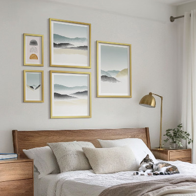 Conjunto de 5 quadros decorativos Paisagens naturais abstratas