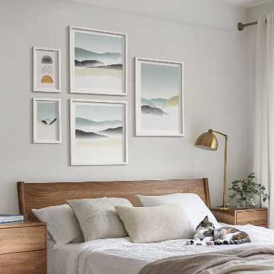Conjunto de 5 quadros decorativos Paisagens naturais abstratas