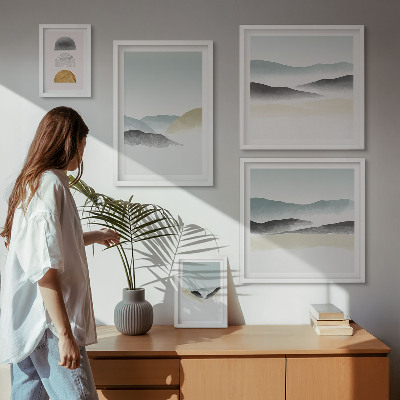 Conjunto de 5 quadros decorativos Paisagens naturais abstratas