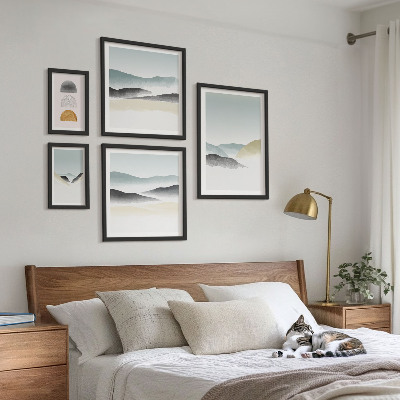 Conjunto de 5 quadros decorativos Paisagens naturais abstratas