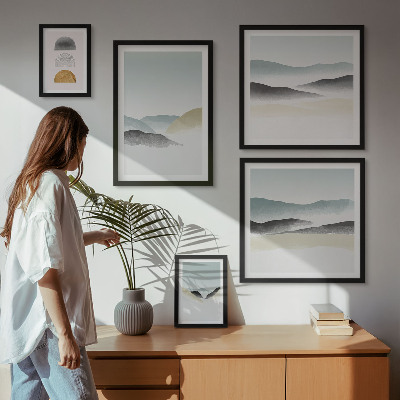 Conjunto de 5 quadros decorativos Paisagens naturais abstratas