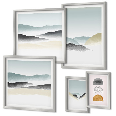 Conjunto de 5 quadros decorativos Paisagens naturais abstratas