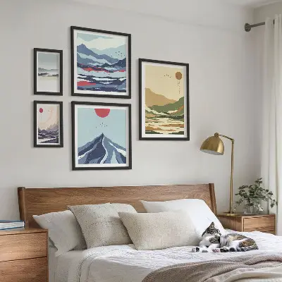 Galeria de parede com paisagens de natureza montanhosa