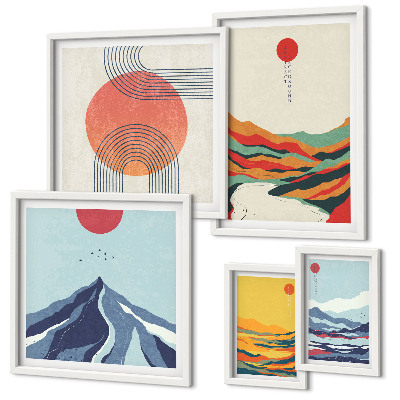 Parede galeria de quadros Paisagens montanhosas abstratas