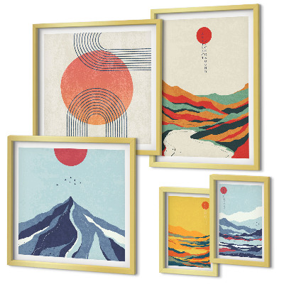 Parede galeria de quadros Paisagens montanhosas abstratas