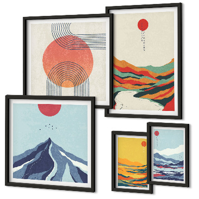 Parede galeria de quadros Paisagens montanhosas abstratas