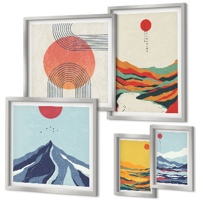 Parede galeria de quadros Paisagens montanhosas abstratas