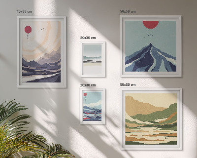 Conjunto de 5 quadros com moldura Paisagens montanhosas abstratas