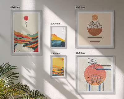 Conjunto de 5 quadros decorativos Paisagens geométricas abstratas