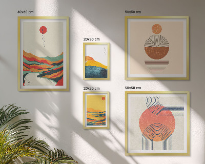 Conjunto de 5 quadros decorativos Paisagens geométricas abstratas