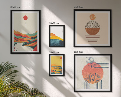 Conjunto de 5 quadros decorativos Paisagens geométricas abstratas