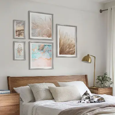 Conjunto de 5 quadros com moldura com paisagens étnicas boêmias naturais
