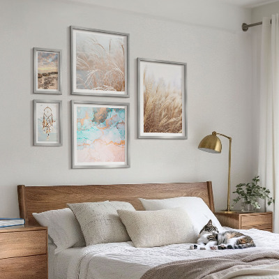 Conjunto de 5 quadros com moldura paisagens étnicas boêmias naturais
