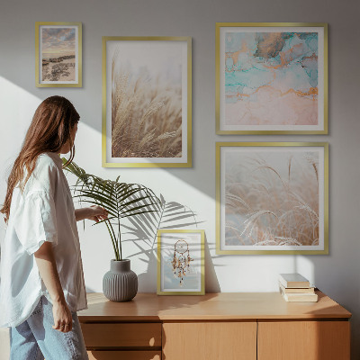 Conjunto de 5 quadros com moldura paisagens étnicas boêmias naturais