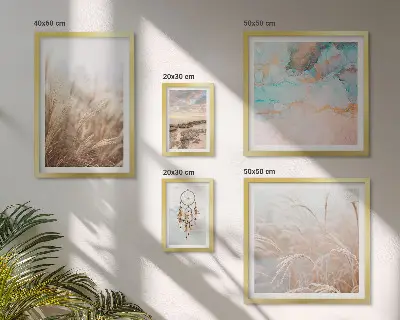 Conjunto de 5 quadros com moldura com paisagens étnicas boêmias naturais